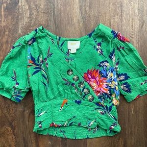 Anthropologie Madelyn Wrap Cropped Blouse
